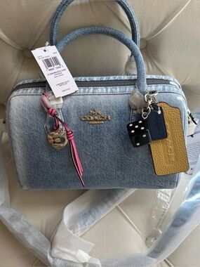 Coach Outlet Medium Loved Denim Rowan with Charms, New